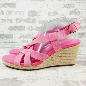 New Cole Haan Crystal Pink Fuschia Wedge Sandals V254